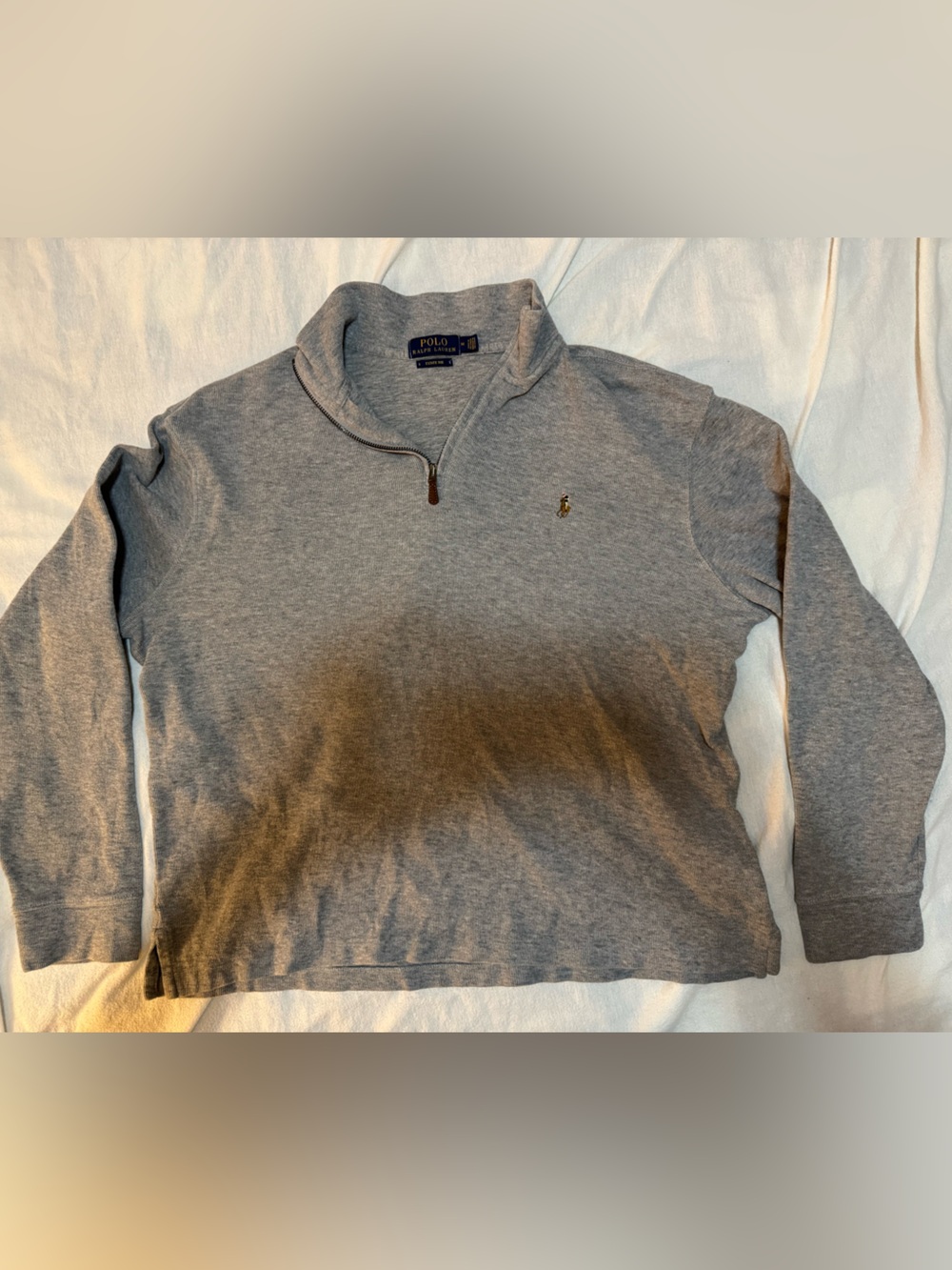 Polo Ralph Lauren Estate Rib 1/4 Zip Pullover Gray Cotton Men’s M